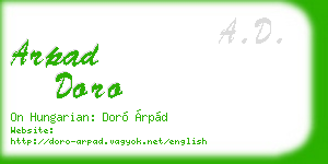arpad doro business card